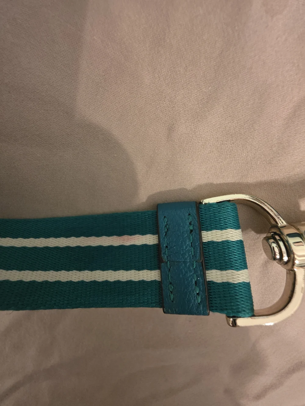 kate spade Emerald Green Leather Crossbody with Striped Strap